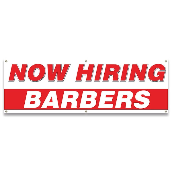 Now Hiring Barbers Banner Apply Inside Accepting Application Single Sided
